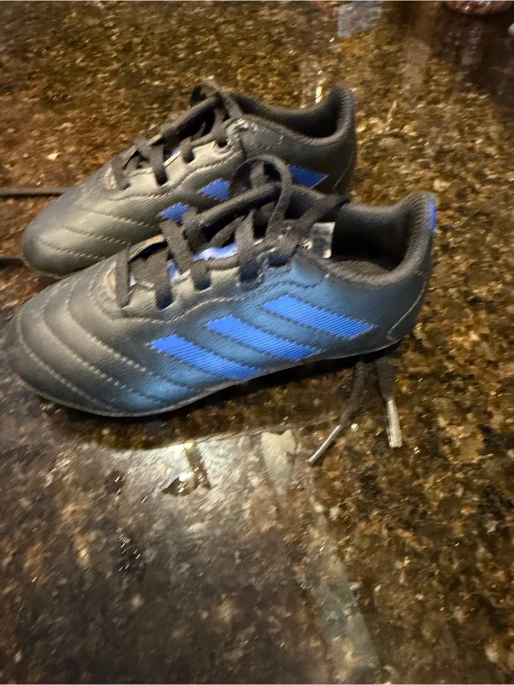 adidas Kids Black and Blue Lace-Up Boots